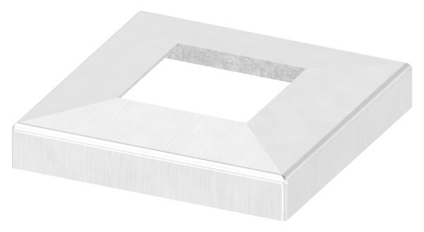 Abdeckrosette quadratisch, 129x129x25mm, mit Bohrung 60,5x60,5mm, t: 1,5mm, geschliffen Korn 240, V4A