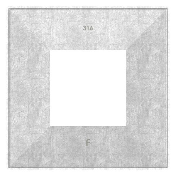 Abdeckrosette quadratisch, 129x129x25mm, mit Bohrung 60,5x60,5mm, t: 1,5mm, geschliffen Korn 240, V4A