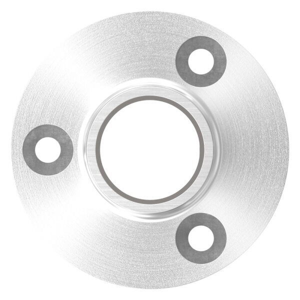 Wand- und Bodenanker für Rohr 21,3mm, Ronde Ø 60mm mit 3x 5,5mm Bohrung gesenkt, mit seitlicher Madenschraube, V2A