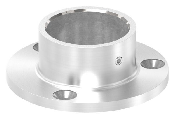Wand- und Bodenanker für Rohr 40,0mm, Ronde Ø 80mm mit 3x 6,5mm Bohrung gesenkt, mit seitlicher Madenschraube, V2A