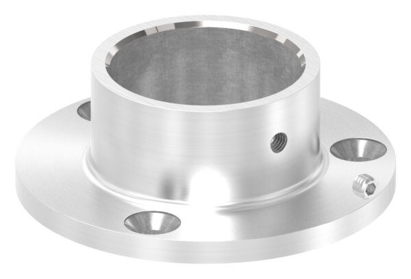 Wand- und Bodenanker für Rohr 40,0mm, Ronde Ø 80mm mit 3x 6,5mm Bohrung gesenkt, mit seitlicher Madenschraube, V2A