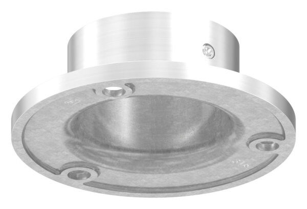 Wand- und Bodenanker für Rohr 42,4mm, Ronde Ø 80mm mit 3x 6,5mm Bohrung gesenkt, mit seitlicher Madenschraube, V4A