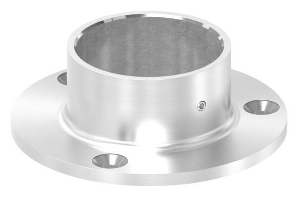 Wand- und Bodenanker für Rohr 60,3mm, Ronde Ø 115mm mit 3x 8,5mm Bohrung gesenkt, mit seitlicher Madenschraube, V2A