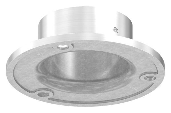 Wand- und Bodenanker für Rohr 60,3mm, Ronde Ø 115mm mit 3x 8,5mm Bohrung gesenkt, mit seitlicher Madenschraube, V2A