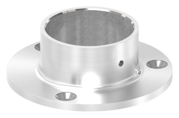 Wand- und Bodenanker für Rohr 60,3mm, Ronde Ø 115mm mit 3x 8,5mm Bohrung gesenkt, mit seitlicher Madenschraube, V2A