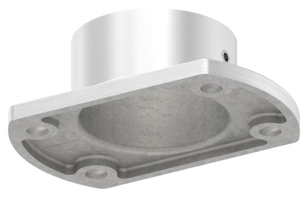 Wand- und Bodenanker für Rohr 42,4mm, Ronde 85x54mm mit 4x 6,5mm Bohrung gesenkt, mit seitlicher Madenschraube, V4A
