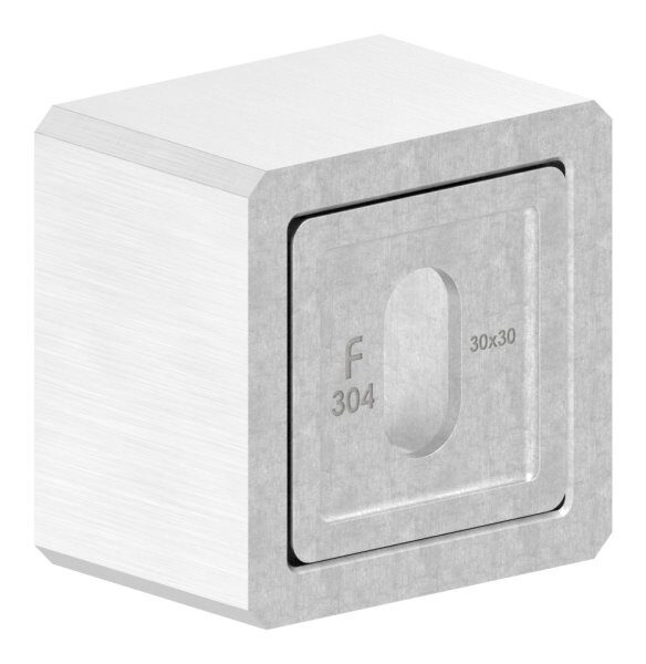 Wandbefestigung für Quadratrohr 30x30mm, zum Klemmen des Rohres, V2A