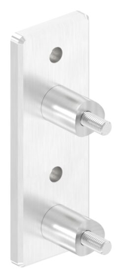 Wandbefestigung für Geländerpfosten, Platte 165x60x10mm, mit 2x 10,5mm Bohrung, mit 2 Distanzbuchsen, Wandabstand 40mm, für Rohr 42,4mm, V2A