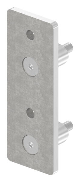 Wandbefestigung für Geländerpfosten, Platte 165x60x10mm, mit 2x 10,5mm Bohrung, mit 2 Distanzbuchsen, Wandabstand 40mm, für Rohr 42,4mm, V2A