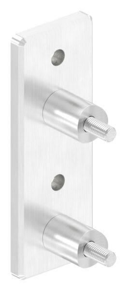 Wandbefestigung für Geländerpfosten, Platte 165x60x10mm, mit 2x 10,5mm Bohrung, mit 2 Distanzbuchsen, Wandabstand 40mm, für Rohr 48,3mm, V2A