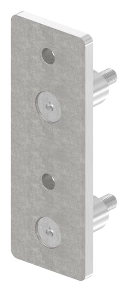 Wandbefestigung für Geländerpfosten, Platte 165x60x10mm, mit 2x 10,5mm Bohrung, mit 2 Distanzbuchsen, Wandabstand 40mm, für Rohr 48,3mm, V2A