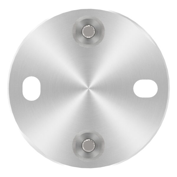 Wandbefestigung für Geländerpfosten, Platte 100x6mm, mit 2x Langloch 11x15mm, mit 2 Distanzhülsen, Wandabstand: 50mm, für Rohr 42,4mm, Schrauben M8x65, V2A