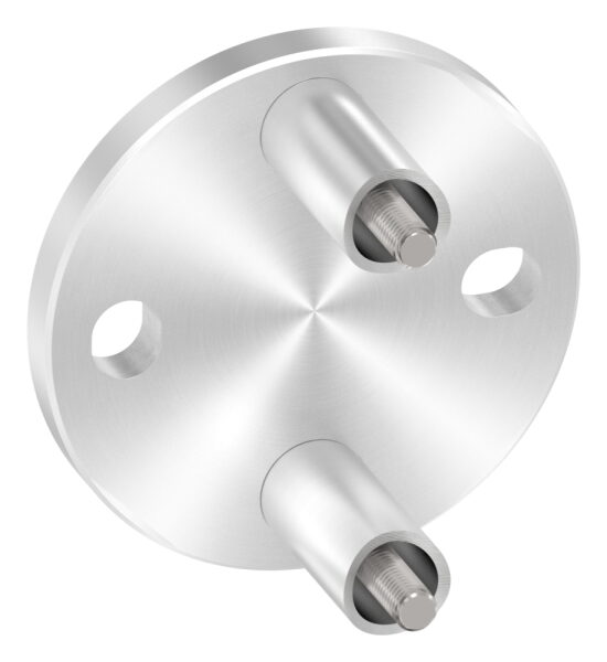 Wandbefestigung für Geländerpfosten, Platte 100x10mm, mit 2x Langloch 1,x15mm, mit 2 Distanzhülsen, Wandabstand: 50mm, für Rohr 42,4mm, Schrauben M8x65, V2A