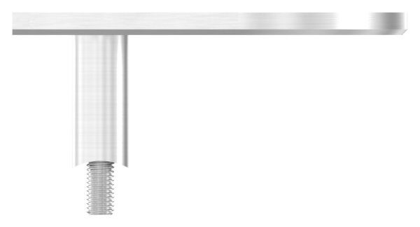 Endhalterung für Geländerpfosten, Platte 120x100x6mm, mit 2x Langloch 11x15mm, mit 2 Distanzhülsen, Wandabstand: 50mm, für Rohr 42,4mm, Schrauben M8x65, V2A