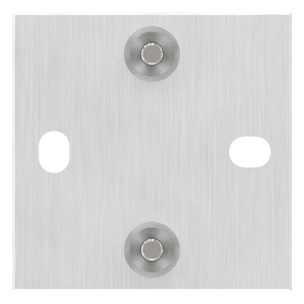 Wandbefestigung für Geländerpfosten, Platte 100x100x6mm, mit 2x Langloch 11x15mm, mit 2 Distanzhülsen, Wandabstand: 50mm, für Rohr 42,4mm, Schrauben M8x65, V2A