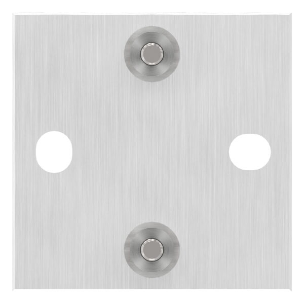 Wandbefestigung für Geländerpfosten, Platte 100x100x10mm, mit 2x Langloch 13x15mm, mit 2 Distanzhülsen, Wandabstand: 50mm, für Rohr 42,4mm, Schrauben M8x65, V2A