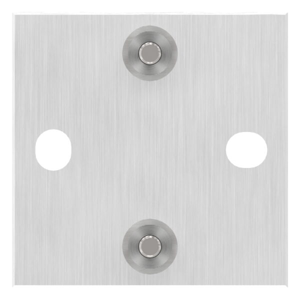 Wandbefestigung für Geländerpfosten, Platte 100x100x8mm, mit 2x Langloch 13x15mm, mit 2 Distanzhülsen, Wandabstand: 50mm, für Rohr 42,4mm, Schrauben M8x65, V2A