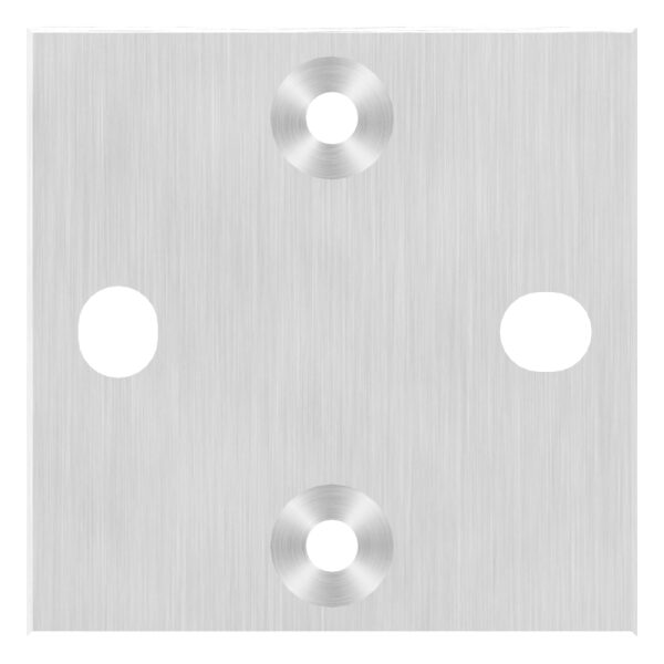 Ankerplatte, 100x100x8mm mit Fase, 2x Langloch 13x15mm  und 2x 8,5mm Bohrung flachgesenkt für Distanzhülse, V2A