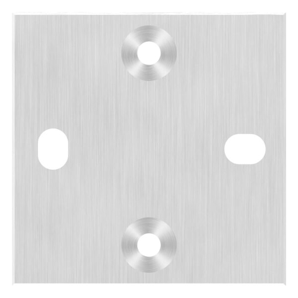 Ankerplatte, 100x100x6mm mit Fase, 2x Langloch 11x15mm  und 2x 8,5mm Bohrung flachgesenkt für Distanzhülse, V2A