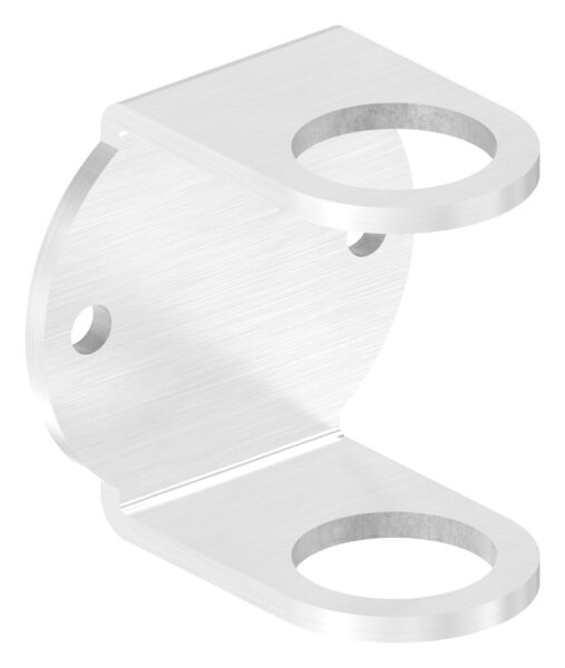 Wandbefestigung für Geländerpfosten, Platte 100x100x6mm, mit 2x 11mm Bohrung, 2 Durchgangsbohrungen 43mm, zum Anschweißen des Pfostens, Wandabstand 40mm, für Rohr 42,4mm, V2A