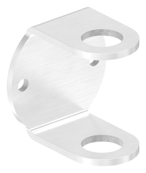 Wandbefestigung für Geländerpfosten, Platte 100x100x6mm, mit 2x 11mm Bohrung, 2 Durchgangsbohrungen 34mm, zum Anschweißen des Pfostens, Wandabstand 40mm, für Rohr 33,7mm, V2A