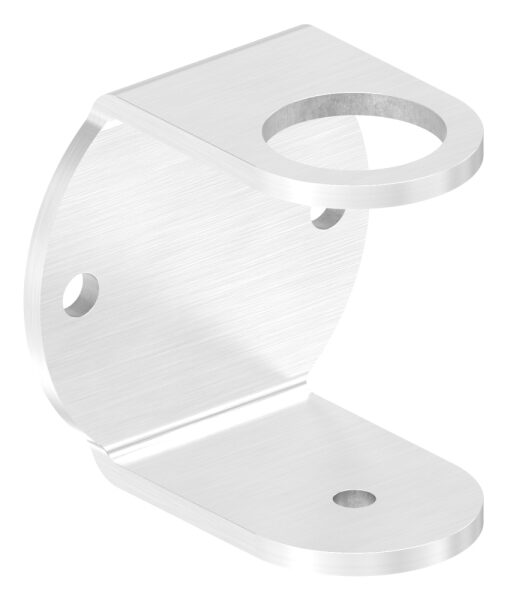 Wandbefestigung für Geländerpfosten, Platte 101x100x6mm, mit 2x 11mm Bohrung, 1 Durchgangsbohrungen 43mm und 1x 10mm Bohrung, zum Anschweißen des Pfostens, Wandabstand 40mm, für Rohr 42,4mm, V2A