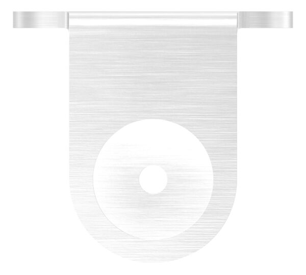 Wandbefestigung für Geländerpfosten, Platte 101x100x6mm, mit 2x 11mm Bohrung, 1 Durchgangsbohrungen 43mm und 1x 10mm Bohrung, zum Anschweißen des Pfostens, Wandabstand 40mm, für Rohr 42,4mm, V2A