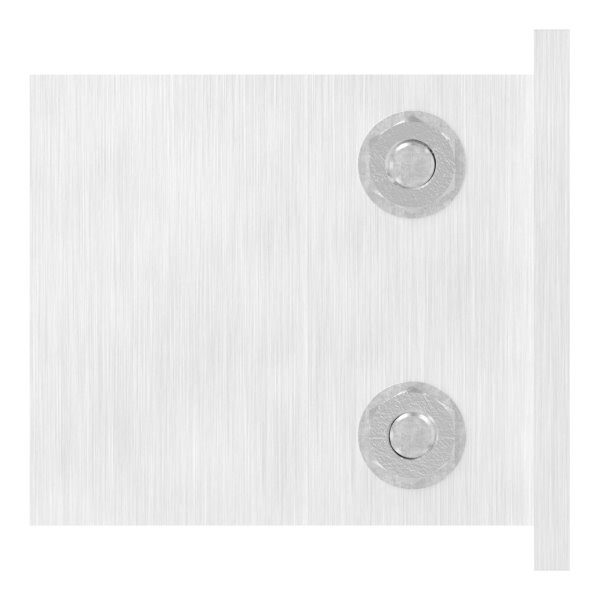Wandbefestigung für Geländerpfosten, flexibel in alle Richtungen verstellbar, Platte: 120x120x8mm, mit 4x 13mm Bohrungen, Lasche: 100x100x8mm mit 2x 25x13mm Langloch, Wandabstand variabel, V2A