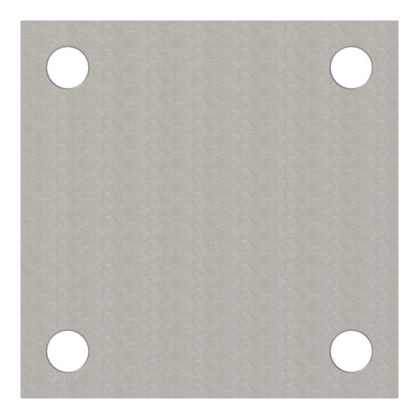 Wandbefestigung für Geländerpfosten, flexibel in alle Richtungen verstellbar, Platte: 120x120x8mm, mit 4x 13mm Bohrungen, Lasche: 100x100x8mm mit 2x 25x13mm Langloch, Wandabstand variabel, V2A