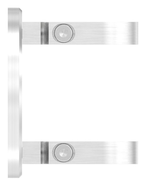 Wandbefestigung für Geländerpfosten, Platte 120x10mm, mit 2x 15x11mm Langloch, mit 2 Spannringen, Wandabstand: 45mm, für Rohr 42,4mm, V2A