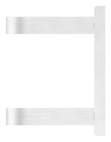 Endhalter für Geländerpfosten, Platte 120x120x10mm, mit 2x 15x11mm Langloch, mit 2 Spannringen, Wandabstand: 45mm, für Rohr 42,4mm, V2A