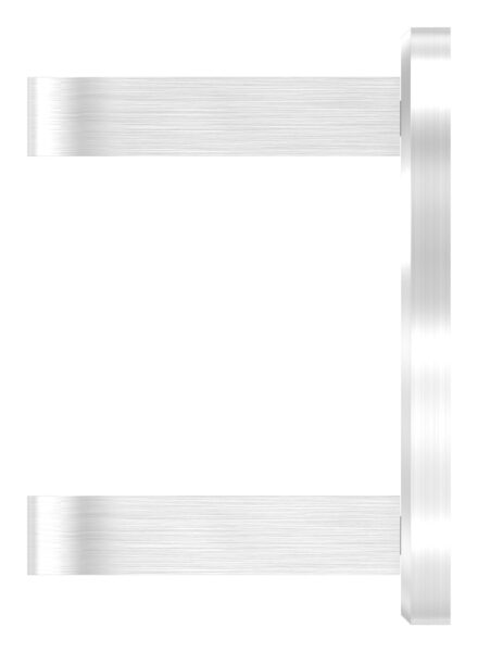 Wandbefestigung für Geländerpfosten, Platte 120x10mm, mit 2x 15x11mm Langloch, mit 2 Spannringen, Wandabstand: 45mm, für Rohr 33,7mm, V2A