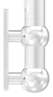 Wandbefestigung für Geländerpfosten, Platte 165x60x10mm, mit 2x 10,5mm Bohrung, mit 2 Distanzbuchsen und Kugelringe, Wandabstand 40mm, für Rohr 42,4mm, V2A