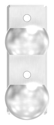 Wandbefestigung für Geländerpfosten, Platte 165x60x10mm, mit 2x 10,5mm Bohrung, mit 2 Distanzbuchsen und Kugelringe, Wandabstand 40mm, für Rohr 48,3mm, V2A