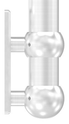 Wandbefestigung für Geländerpfosten, Platte 165x60x10mm, mit 2x 10,5mm Bohrung, mit 2 Distanzbuchsen und Kugelringe, Wandabstand 40mm, für Rohr 48,3mm, V2A