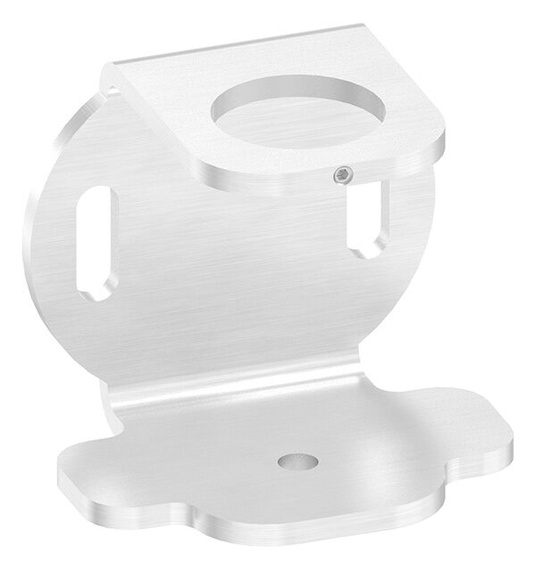Wandbefestigung für Geländerpfosten, Platte 115x100x6mm, mit 2x 30x11mm Langlöcher, mit Flügel für sichere Glasmontage, Wandabstand: 30mm, für Rohr 42,4mm, V2A