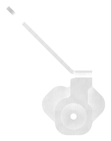 Wandbefestigung für Eck, rechts, für Geländerpfosten, Lasche 145x76x6mm, mit 2x 30x11mm Langlöcher, mit Flügel für sichere Glasmontage, Wandabstand passend zu 50142-240, für Rohr 42,4mm, V2A