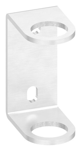 Wandbefestigung für Geländerpfosten, Platte 130x60x6mm, mit 2x Langloch 13x20mm, 2 Durchgangsbohrungen 42,6mm, zum Anschweißen des Pfostens, Wandabstand 40mm, für Rohr 42,4mm, V2A