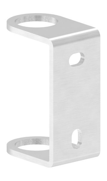 Wandbefestigung für Geländerpfosten, Platte 130x60x6mm, mit 2x Langloch 13x20mm, 2 Durchgangsbohrungen 42,6mm, zum Anschweißen des Pfostens, Wandabstand 40mm, für Rohr 42,4mm, V2A