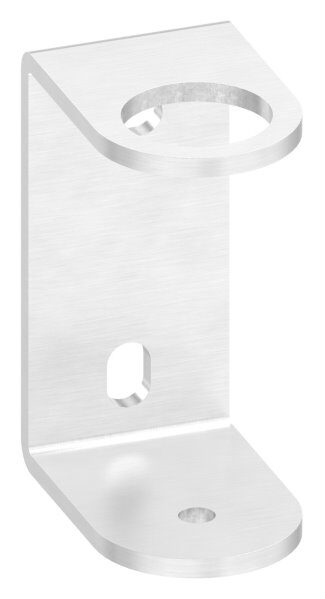 Wandbefestigung für Geländerpfosten, Platte 130x60x6mm, mit 2x Langloch 13x20mm, 1x Bohrungen 42,6mm und 1x 10,5mm, zum Anschweißen des Pfostens, Wandabstand 40mm, für Rohr 42,4mm, V2A