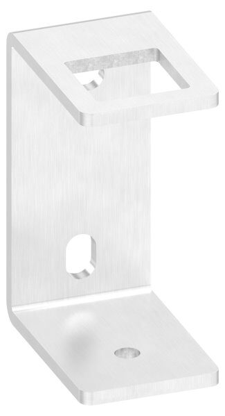 Wandbefestigung für Geländerpfosten, Platte 130x60x6mm, mit 2x Langloch 13x20mm, 1x Bohrungen 40,5mm und 1x 10,5mm, zum Anschweißen des Pfostens, Wandabstand 40mm, für Rohr 40x40mm, V2A