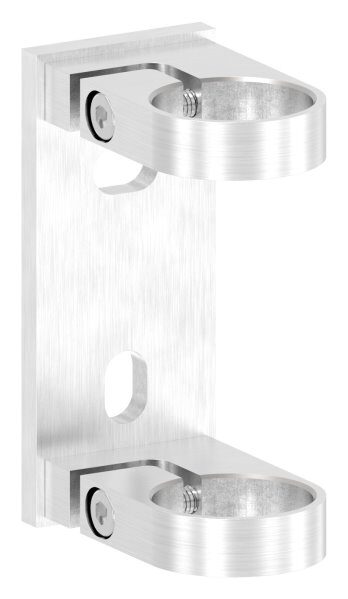 Wandbefestigung für Geländerpfosten zum Spannen, Platte 130x55x8mm, mit 2x Langloch 13x20mm, Wandabstand 43mm, für Rohr 42,4mm, V2A