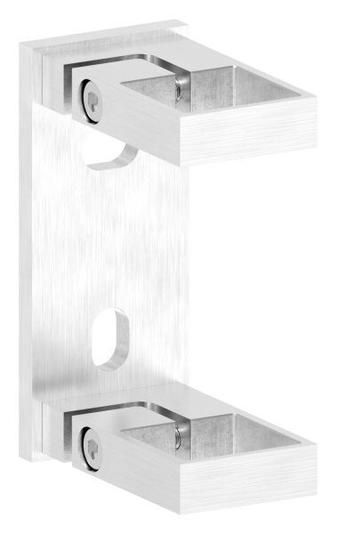 Wandbefestigung für Geländerpfosten zum Spannen, Platte 130x55x8mm, mit 2x Langloch 13x20mm, Wandabstand 47,5mm, für Rohr 40x40mm, V2A