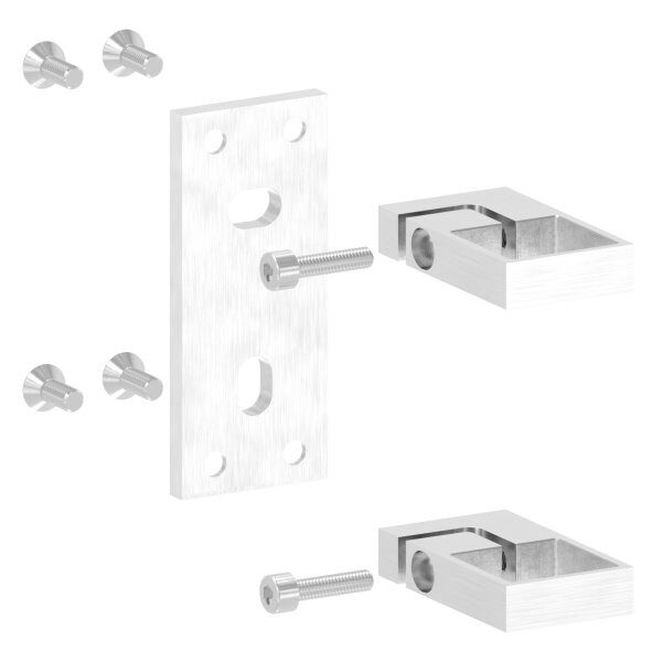 Wandbefestigung für Geländerpfosten zum Spannen, Platte 130x55x8mm, mit 2x Langloch 13x20mm, Wandabstand 47,5mm, für Rohr 40x40mm, V2A
