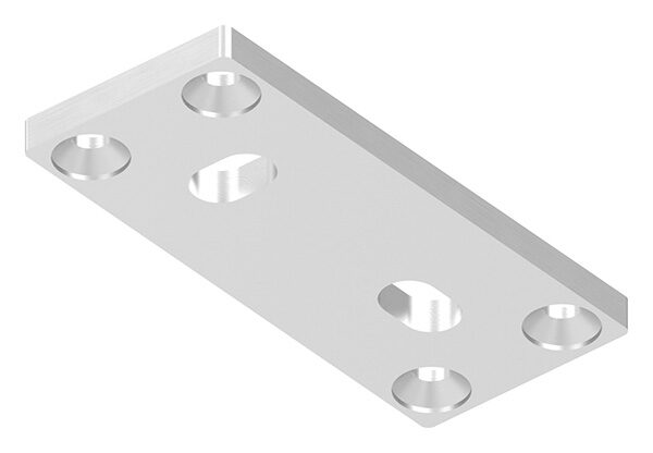 Ankerplatte, 130x55x8mm, mit 2x Langloch 13x20mm, passend für Spannringe, V2A