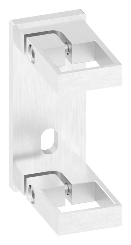 Wandbefestigung für Geländerpfosten zum Spannen, Platte 130x55x8mm, mit 2x Langloch 13x20mm, Wandabstand 47,5mm, für Rohr 40x40mm, V4A