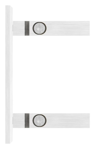 Wandbefestigung für Geländerpfosten, Platte 130x150x8mm, mit 2x 20x13mm Langloch, mit 2 Spannringen, Wandabstand: 47mm, für Rohr 40x40mm, V2A