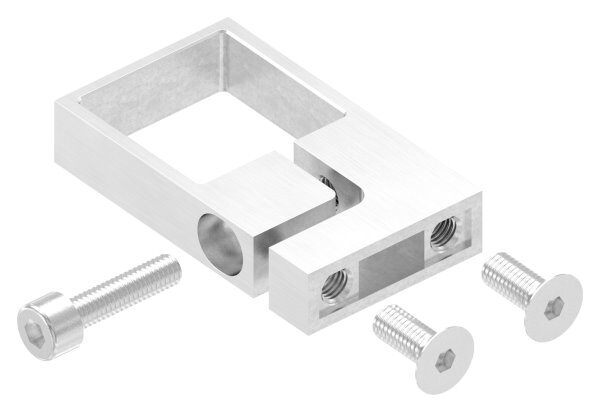 Spannring für Rohr 40x40mm, Wandabstand: 40mm, Lochabstand 30mm, V2A