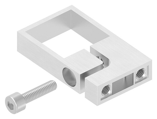 Spannring für Rohr 40x40mm, Wandabstand: 40mm, Lochabstand 30mm, V2A