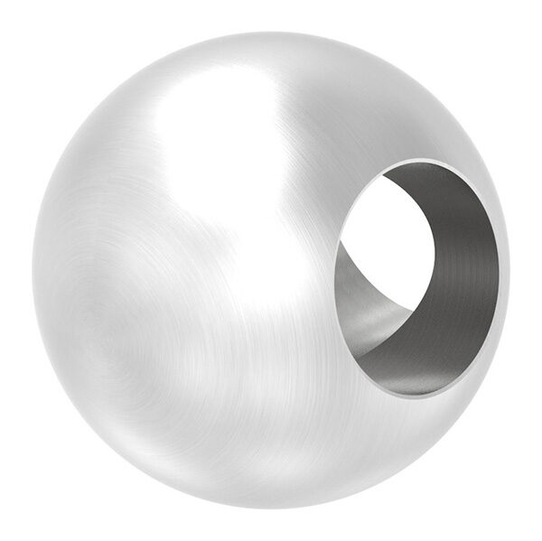 Vollkugel, Ø 25mm, mit 2x 12,2mm Bohrungen, 90° versetzt, geschliffen, V2A